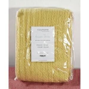 Rizzy Home- Textured Striped Throw Blanket, Yellow, 50"x60"